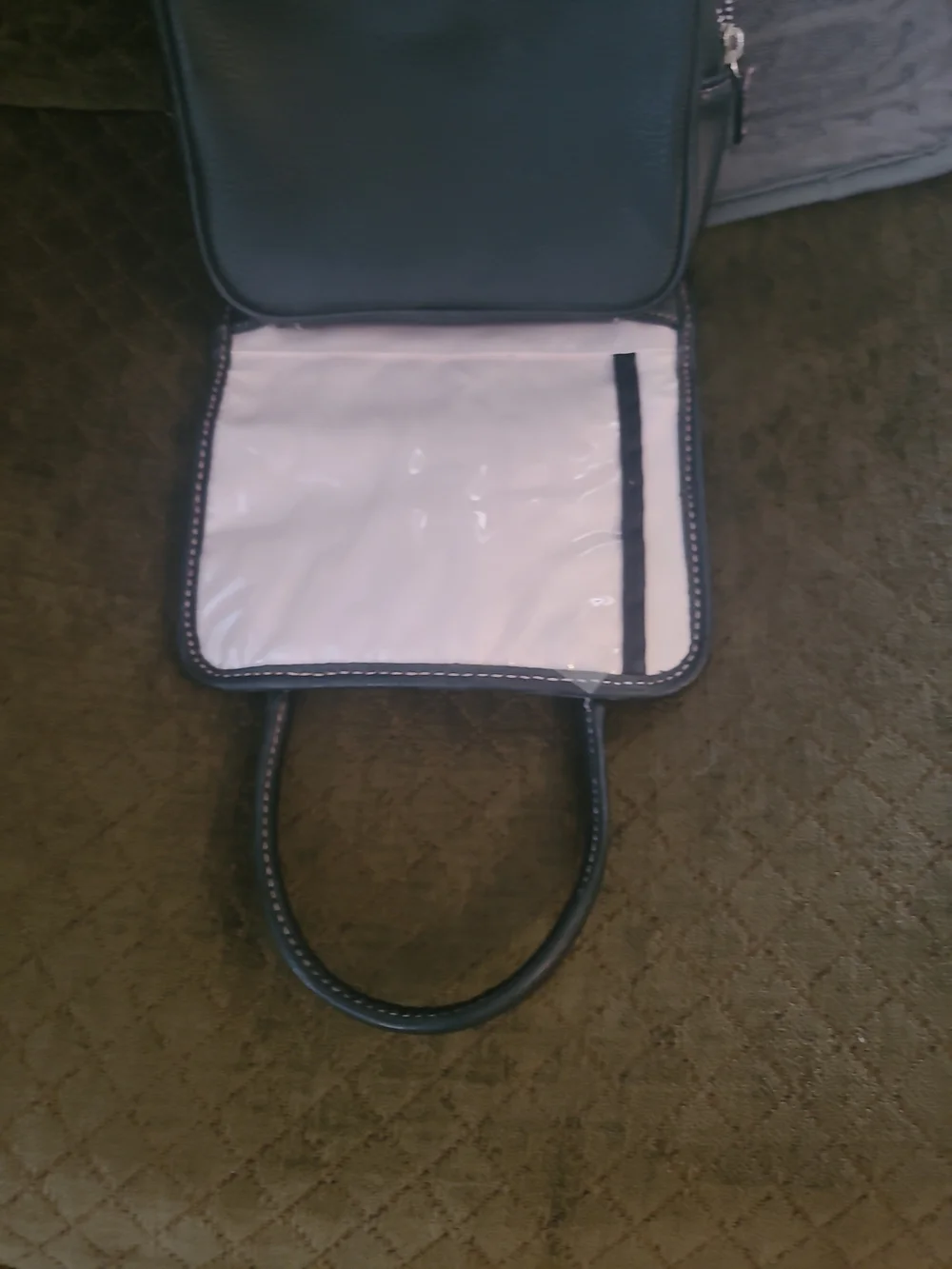 Victoria's Secret Black Cosmetic Case with Pink Stitching and Silver Lock